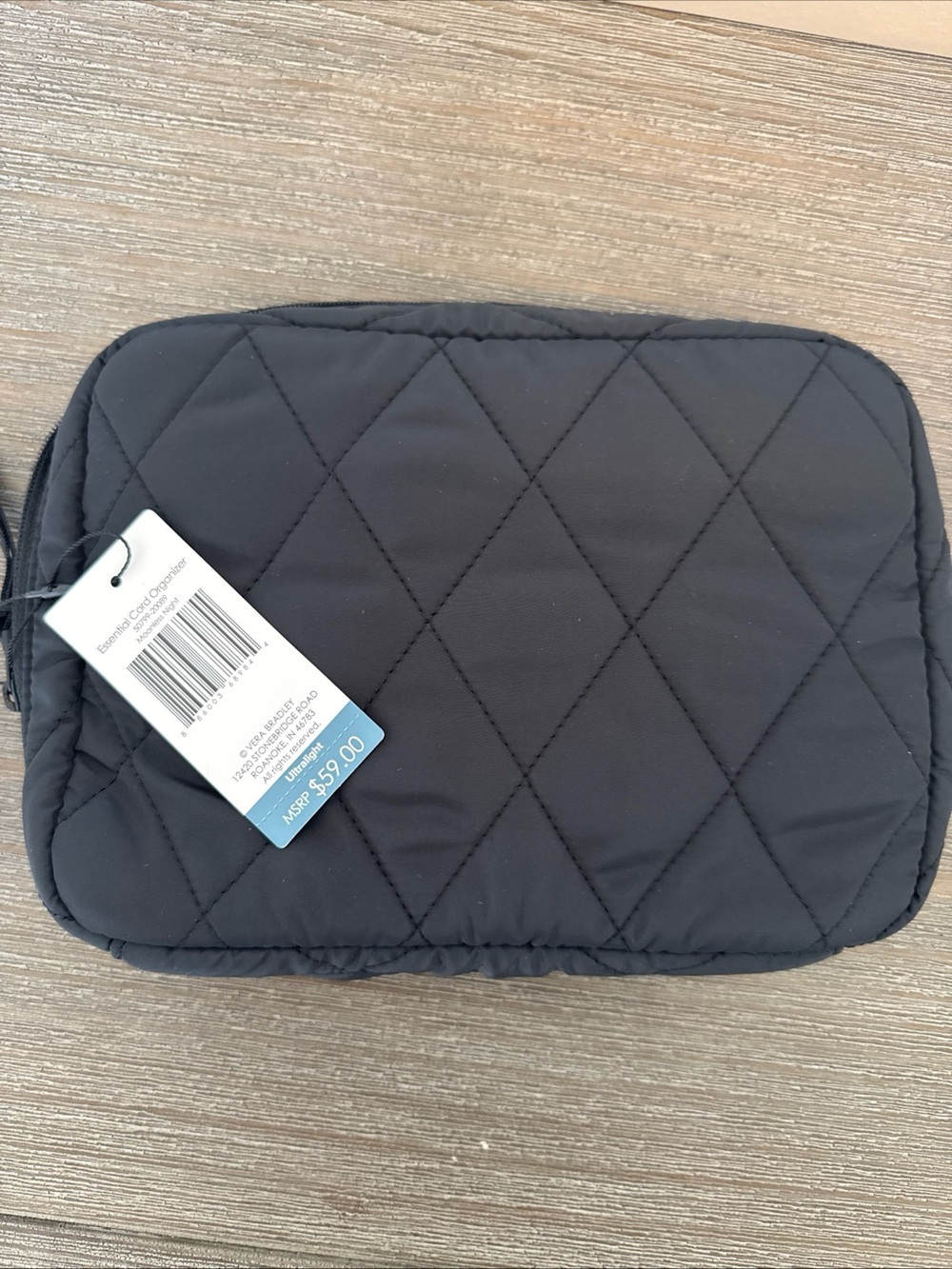 Vera Bradley Cord Organizer Moonless Night Black in Featherweight $59 MSRP